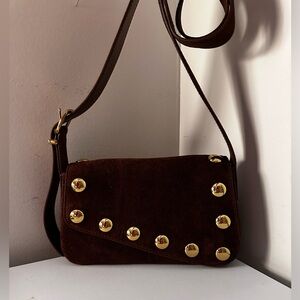 Madewell the studded crossbody bag - brown suede with studs